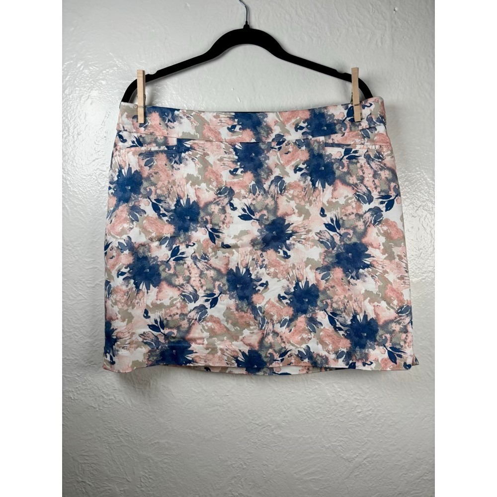 Croft & Barrow Effortless Stretch Skort 14‎ Blue Pink Floral Golf Tennis Pastel